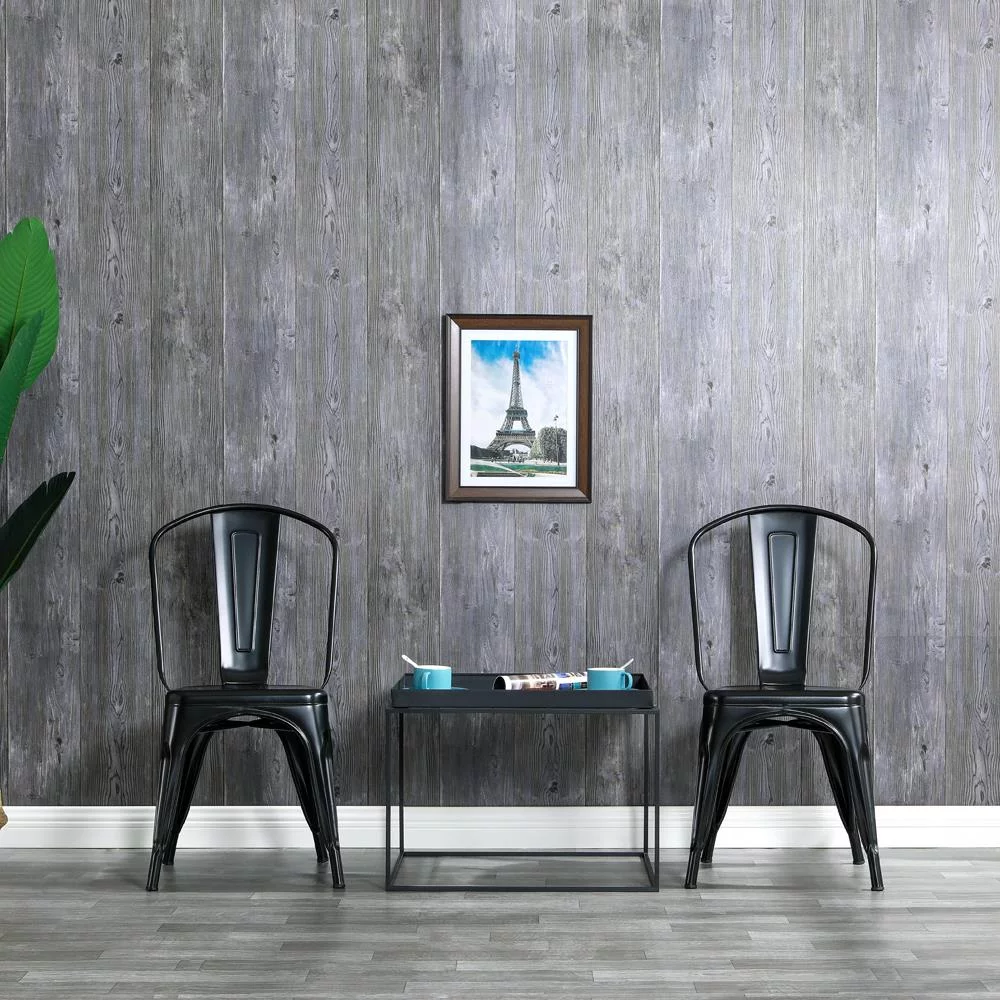 Zimtown Set of 4 Dining Chairs Industrial Metal Stackable Cafe Side Chair