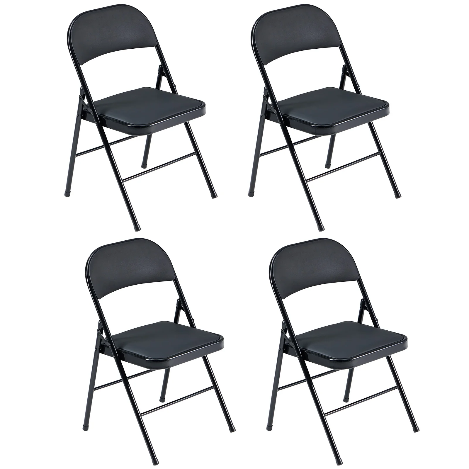 4-Pack Folding Iron & PVC Chairs - Elegant, Portable, Stackable - Ideal for Conventions & Exhibitions
