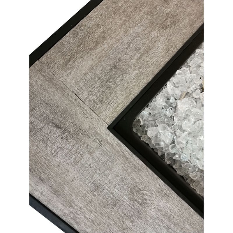 Belmont Home Bantana Square Metal and Tile Fire Pit with Glass Rocks in Black