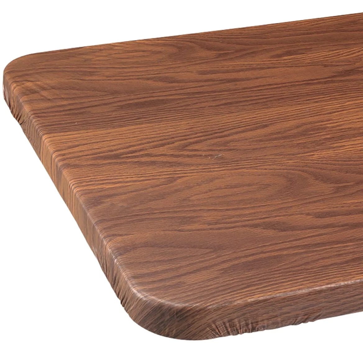 Wood Grain Vinyl Elasticized Banquet Table Cover, Soft Fleece Back, Indoor Décor - Measures 36