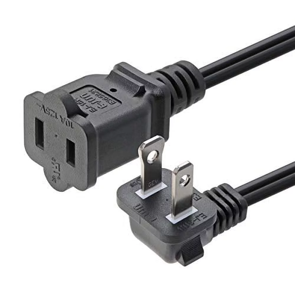Right Angled Polarized US 2-Prong Male-Female Extension Power Cord Cable, Outlet Extension Cable Cord US AC 2-Prong Male/Female Power cable10A/125V,Nema 1-15P to 1-15R Cable (6FT)