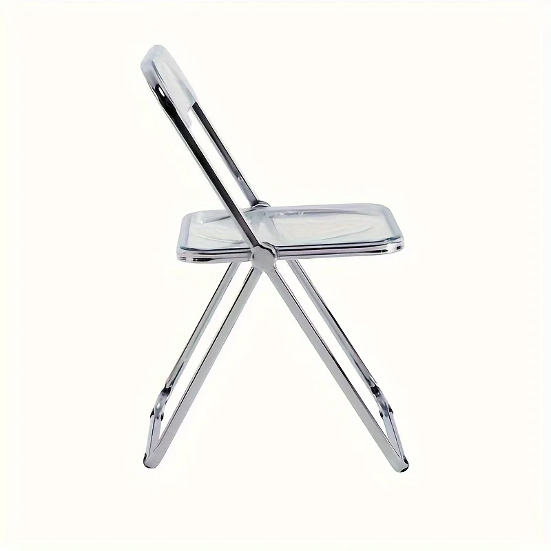 Classic Style Transparent White Acrylic Folding Chair, Space-Saving, Portable Seating For Home & Office Use