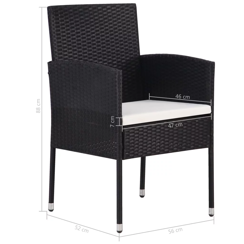 Patio Chair 2 pcs Poly Rattan Black