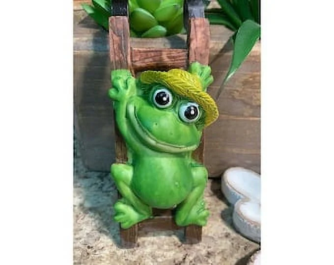 Flower Pot - Hugger Figurine - Frog (4 Pcs) Garden Decor - Get All The Fun Collections of Pot Pal Climbers - Hanging Planter Decorations - Patio Decor - Yard Decor