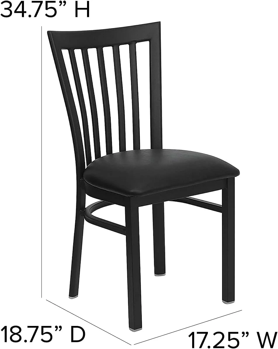 OUWI 2 Pack HERCULES Series Black School House Back Metal Restaurant Chair - Black Vinyl Seat