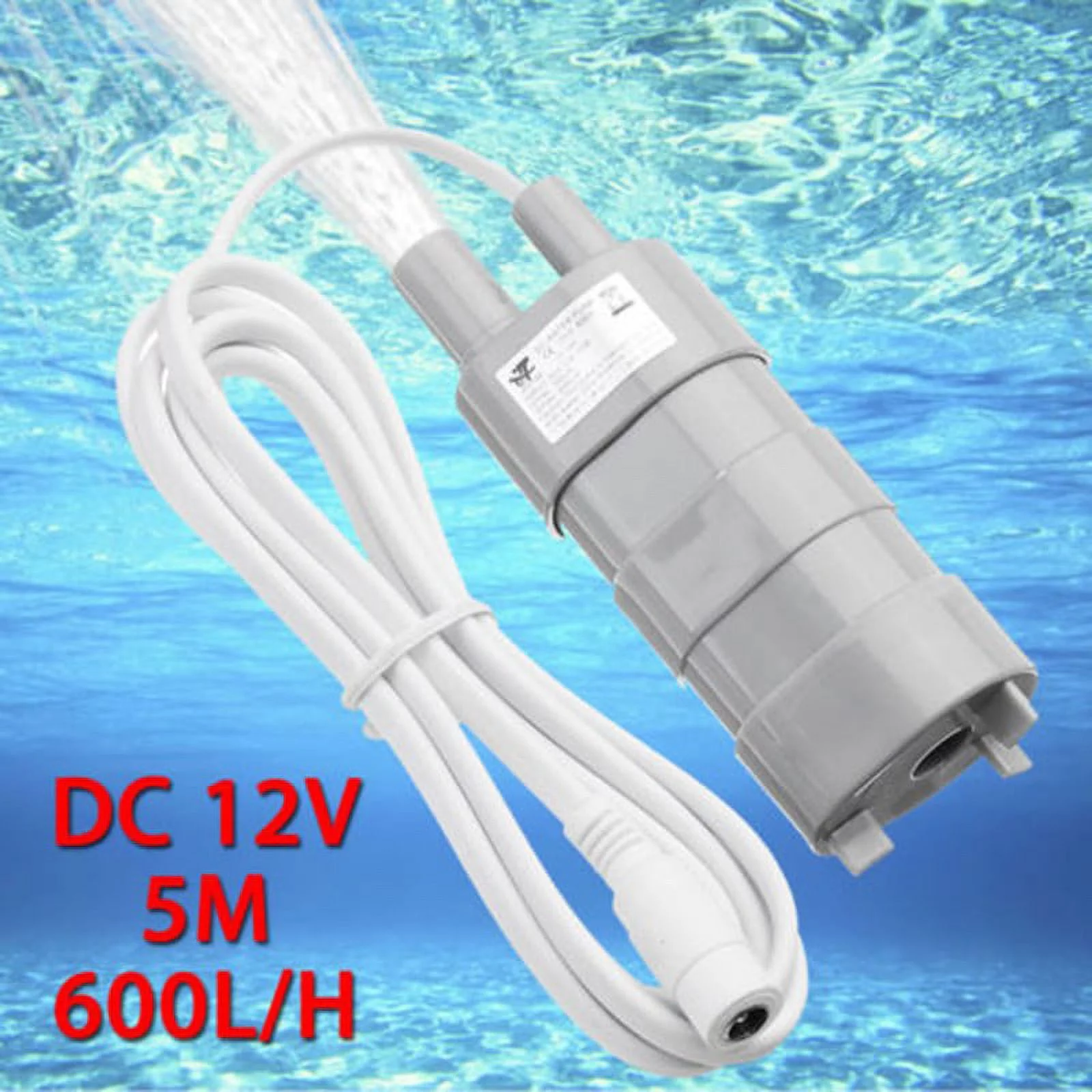 600L/H DC 12V Brushless Submersible Water Pump 5M Fish Pond JT550 TE485 LJ