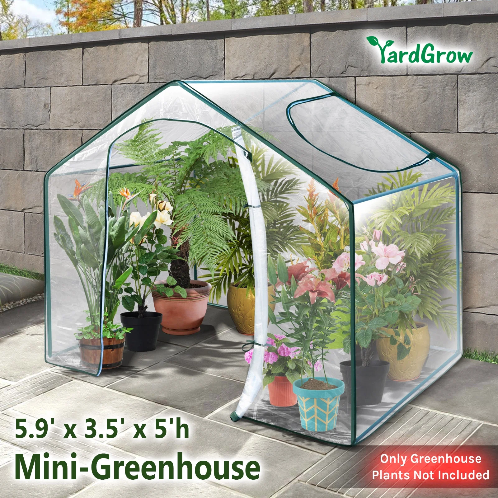Portable 5.9'x3.5'x5'H Mini Greenhouse Hot House Outdoor Gardening Planter Greenhouse with Clear Cover