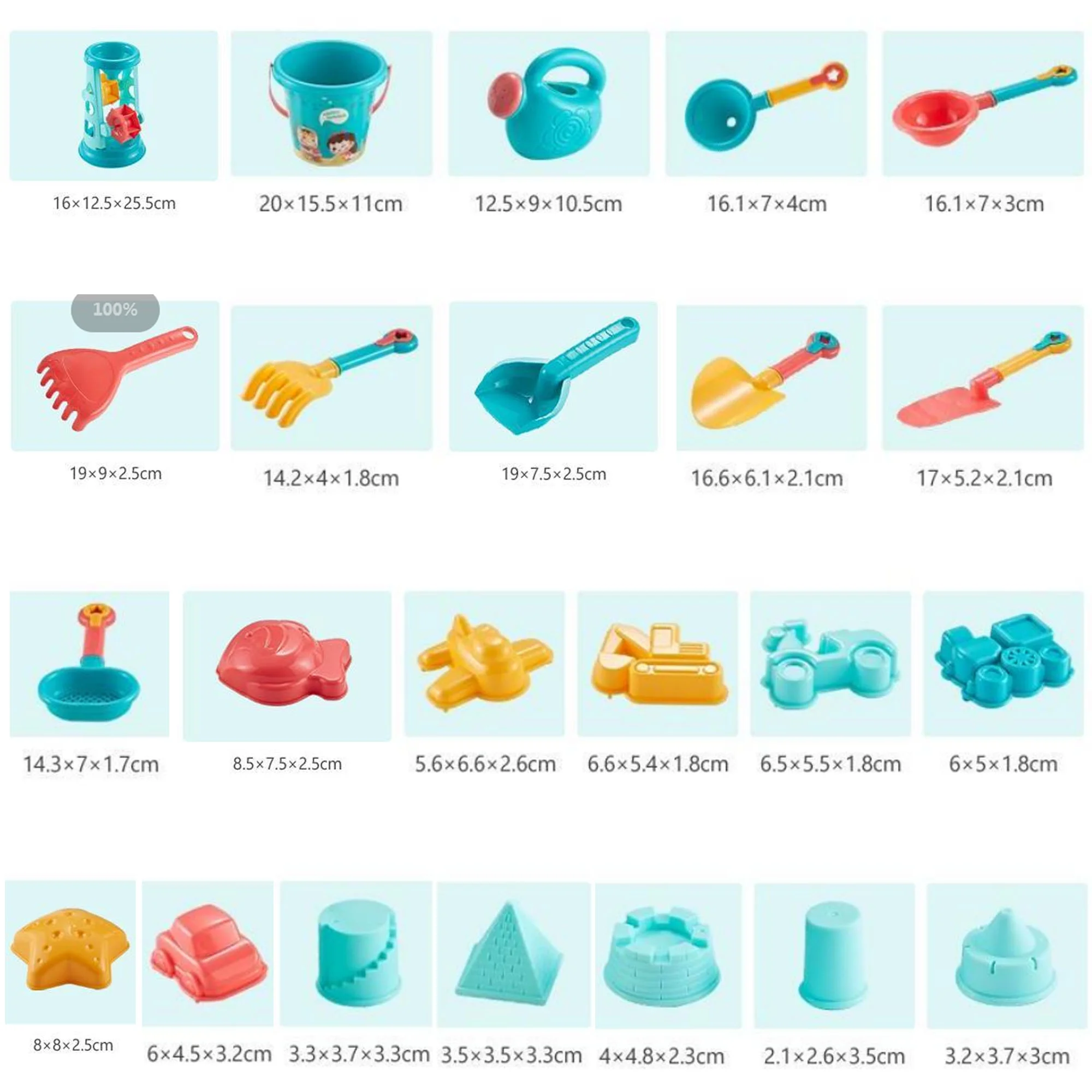 Kidsol 23 Pcs Beach Toys Set,Seaside Children's Beach Bucket Shovel Beach Play Sand Digging Tools