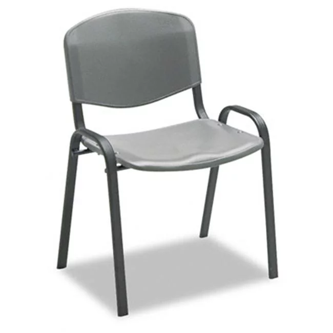 Safco  Contour Stacking Chairs- Charcoal with Black Frame- 4/Carton