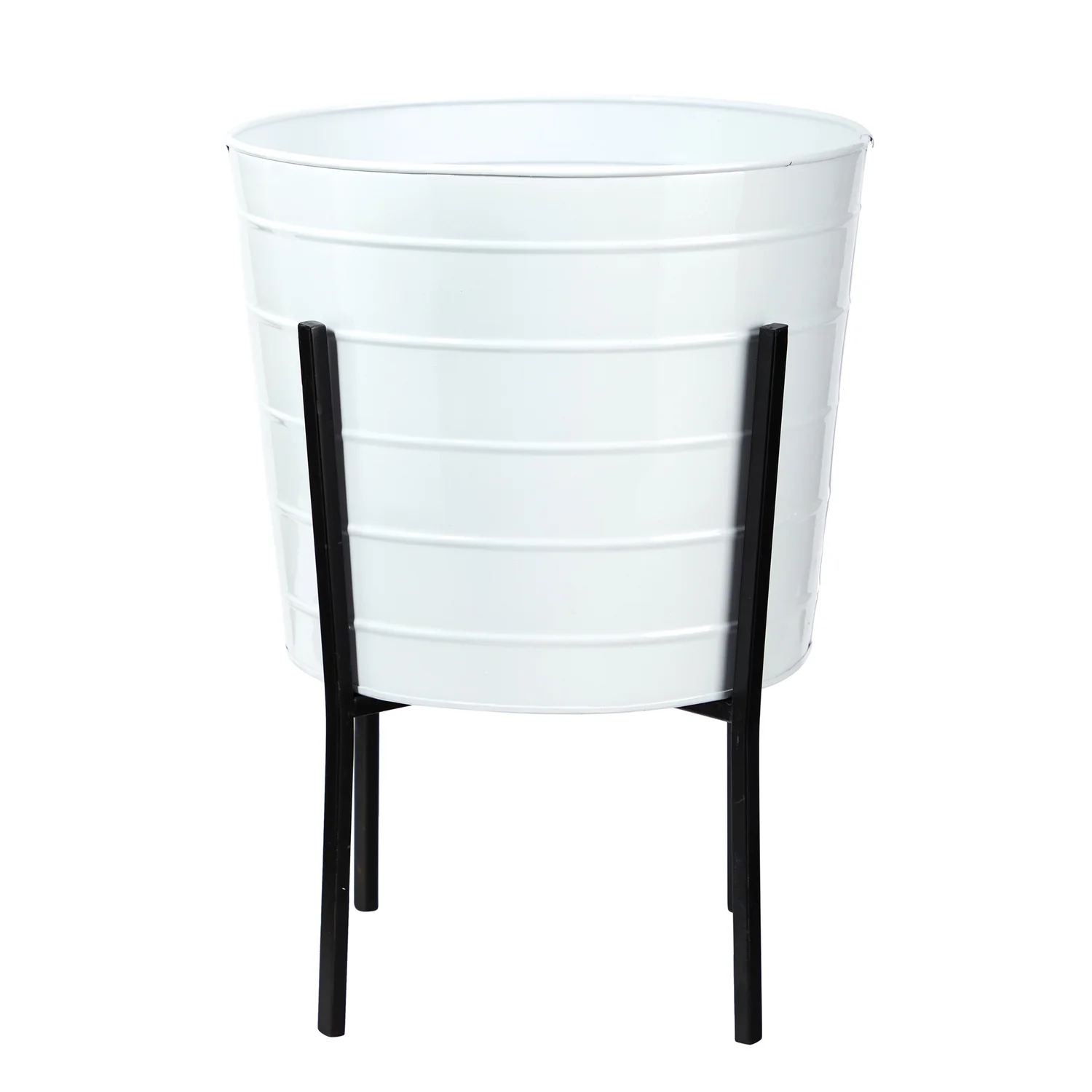 HomeStock 16In. Sophisticated Simplicity s Metal Ribbed Planter
