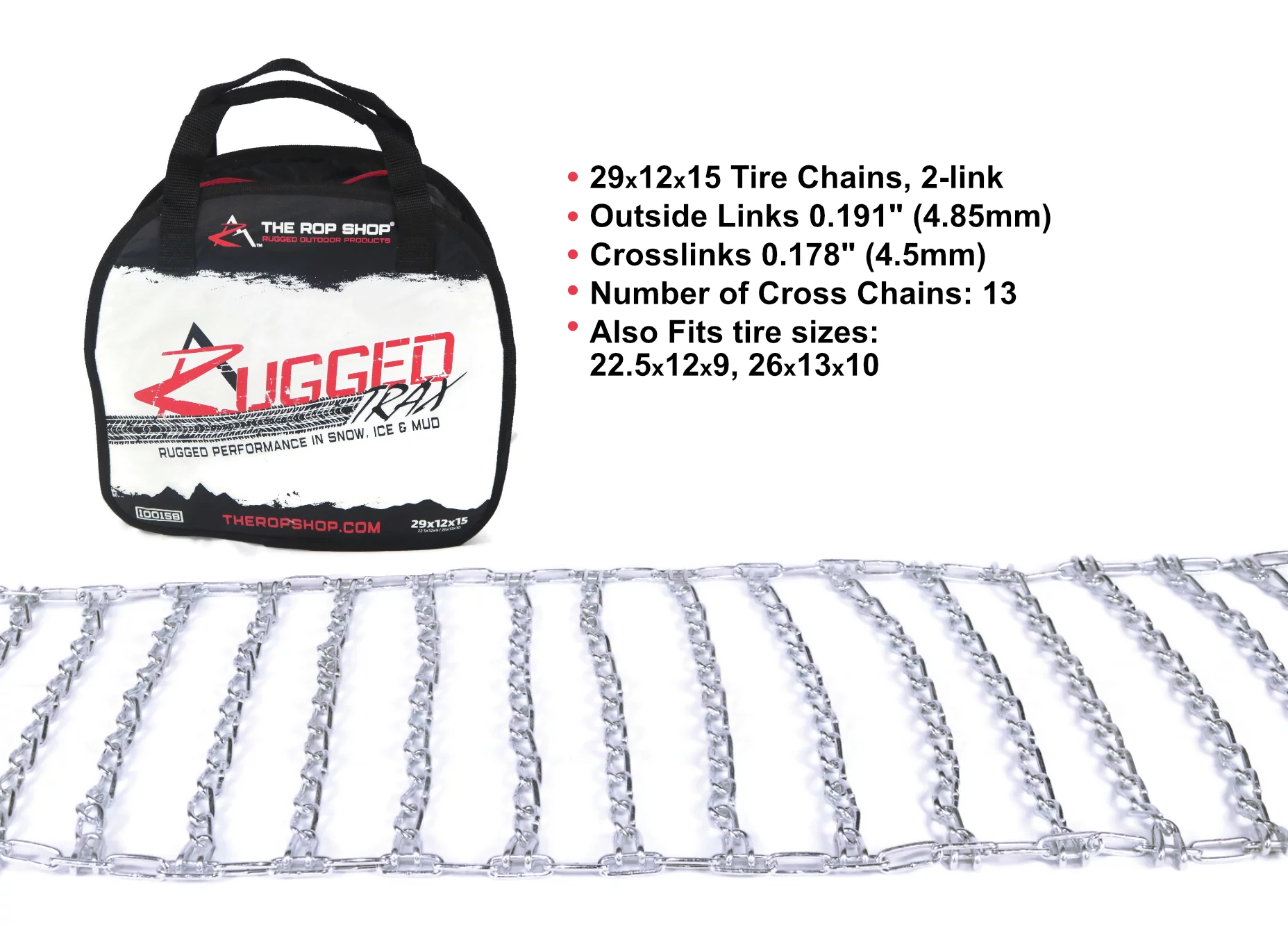 The ROP Shop | Pair of 2 Link Tire Chains 29x12x15 for Sears Craftsman Snow Blower, Lawn Mower