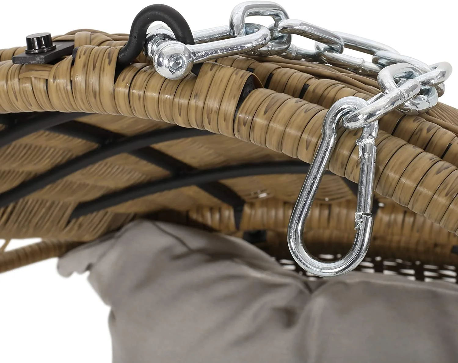 Christopher Knight Home Becky Wicker Hanging Chair with Cushion (Stand Not Included), Light Brown, Brown, Beige