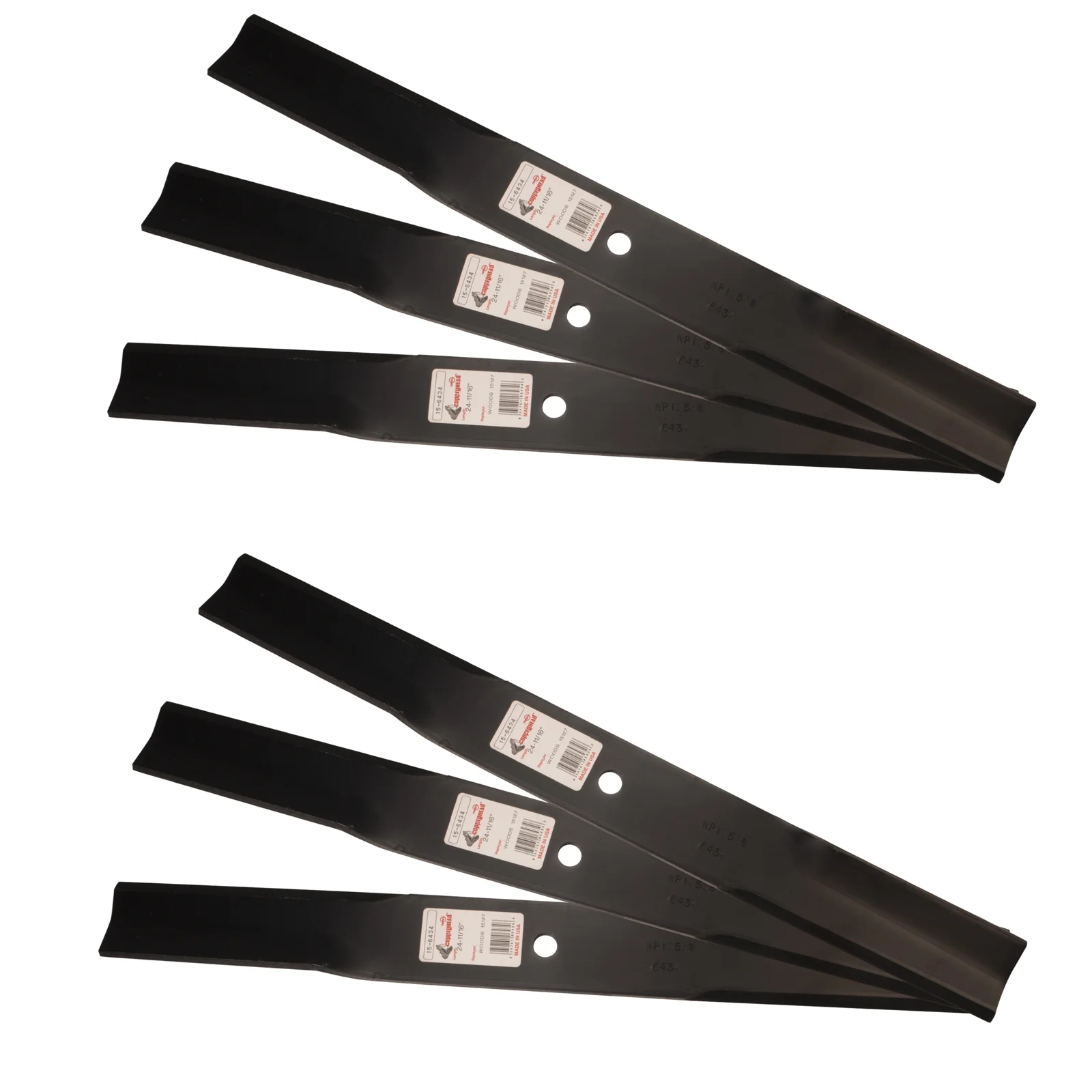 6 Rotary® 6434 Mower Blades for Woods® 15127(KT)(CKT) Windsor® 50-3990 72