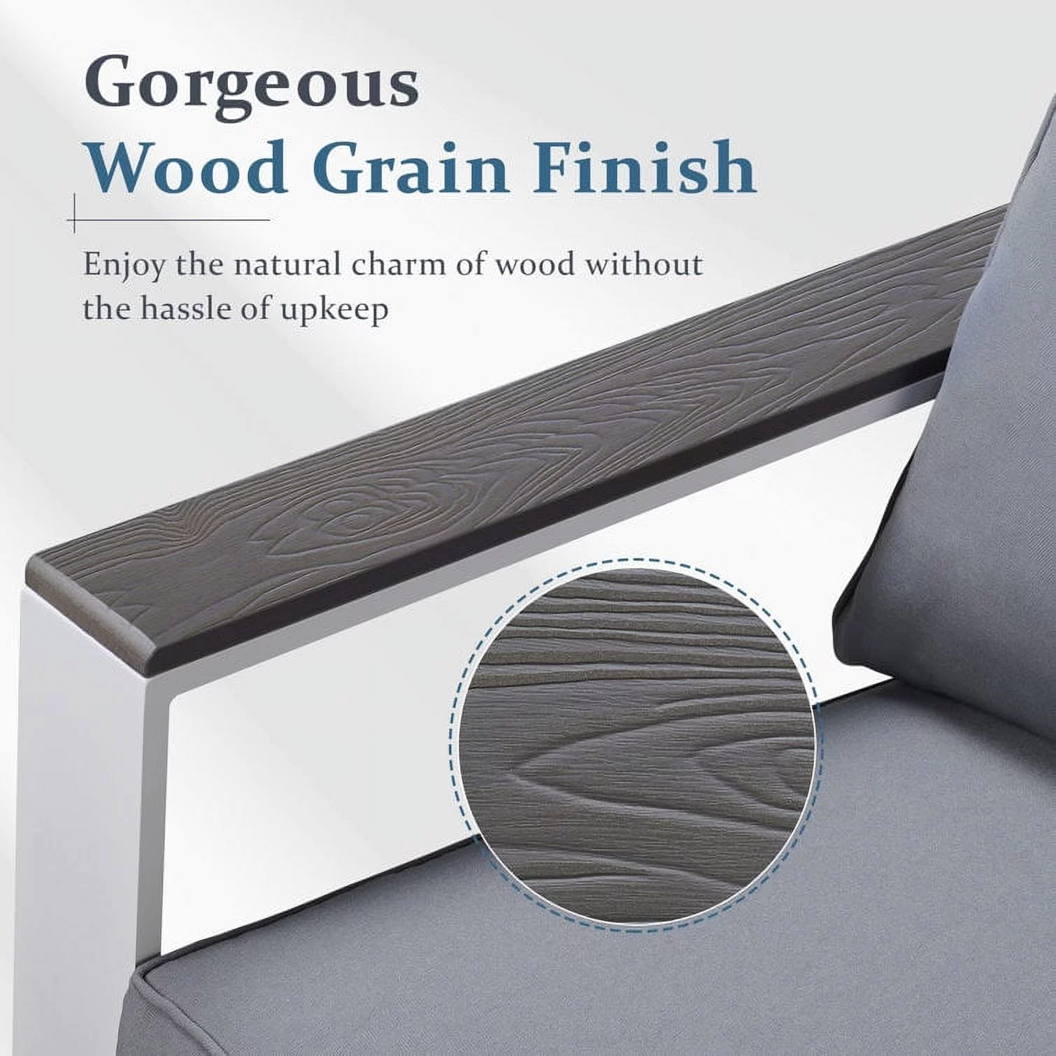 CozyHom 5pcs Aluminum Sofa Furniture Sets, Modern Metal Sectional Conversation Sofa Chairs Sets Patio Sofa Seating Group With Cushions, White