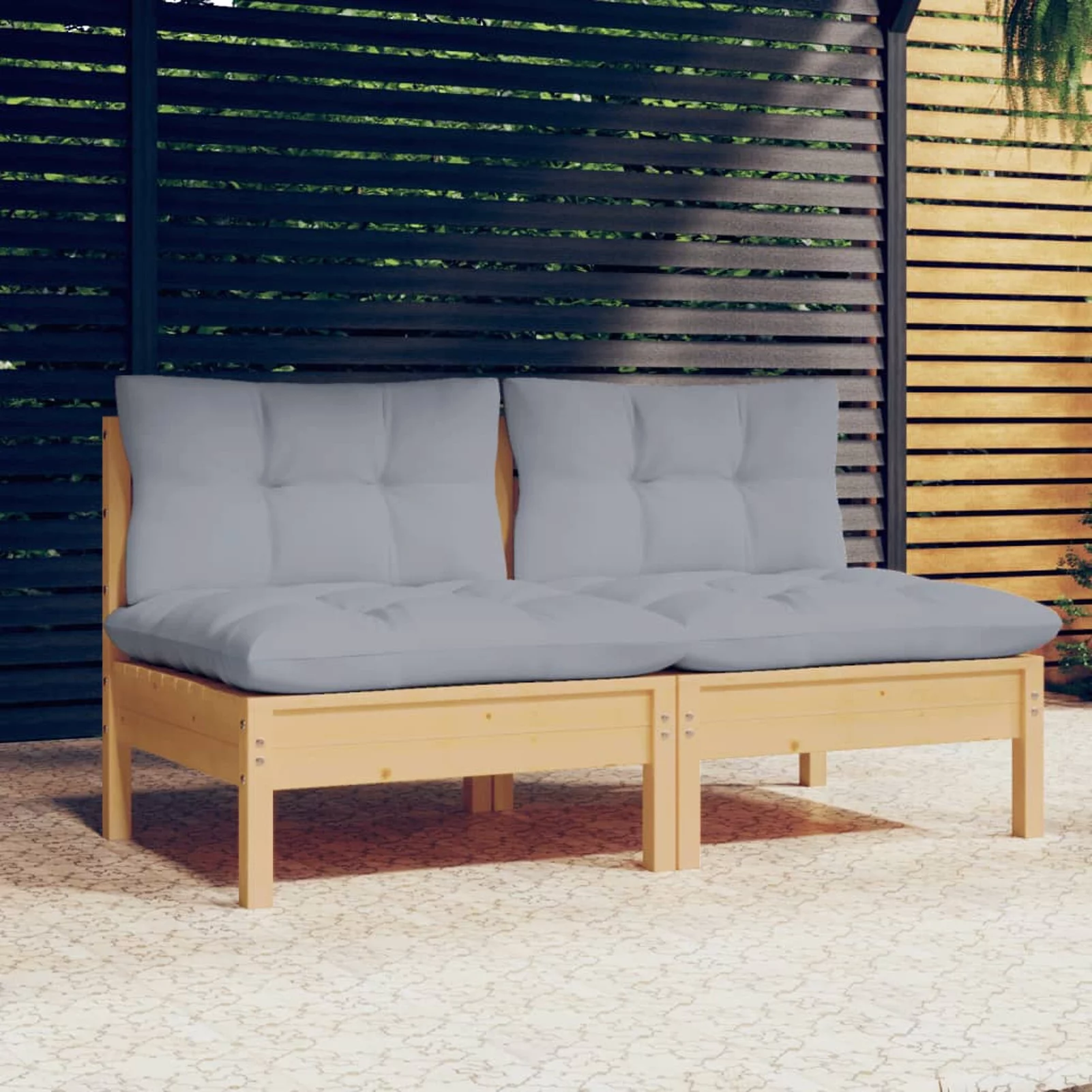 Andoer parcel,With Cushions Pinewood 2-seater Patio Sofa Patio Sofa With Balcony Poolside Deck Vidaxl Deck Furniture 2 Cushioned Middle Pinewood Set Of Pinewood Weather Resistant 1128461a
