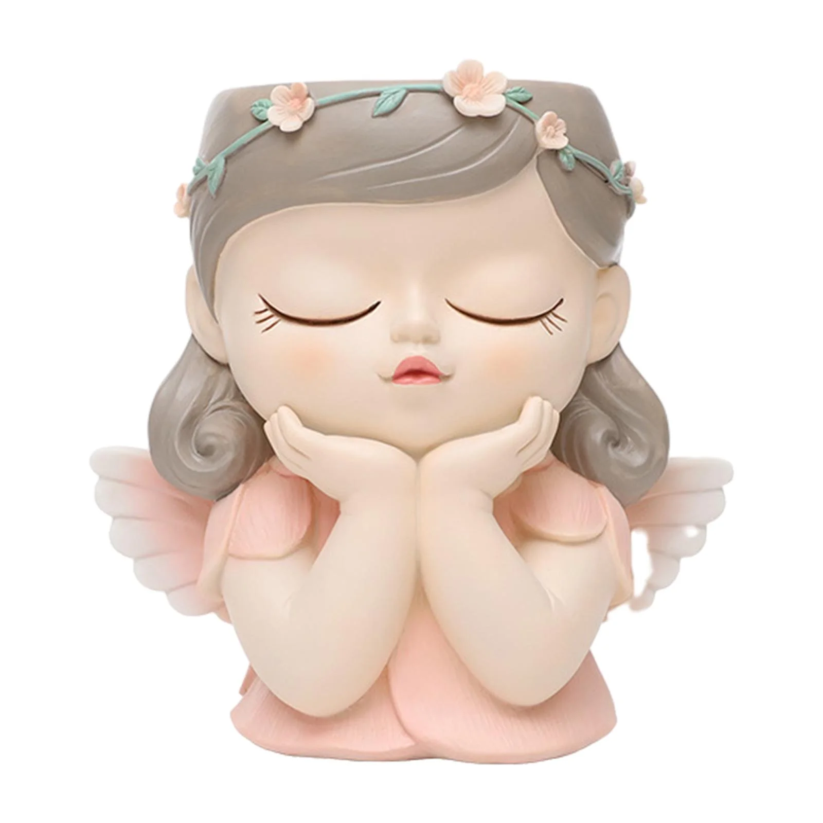 figatia Elf Girl Flower Pot with Drainage Hole Cute Bedroom Office Outdoor Plant Pot B