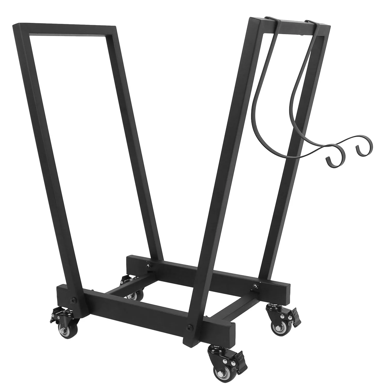 Firewood Log Rack 661LBS Heavy Duty Logs Holder for Outdoor Indoor Fireplace Iron Wood Pile Storage Stacker Organizer with 2 Hanging Hooks 4 Swivel Wheels, Matte Black