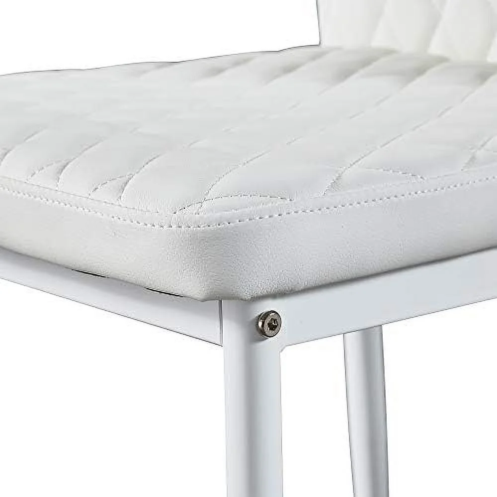 NLTBONNIE Set of 6 Leather Dining Chairs Set  with Upholstered Cushion & High Back  Powder Coated Metal Legs  Rhombus Pattern Seats  Household