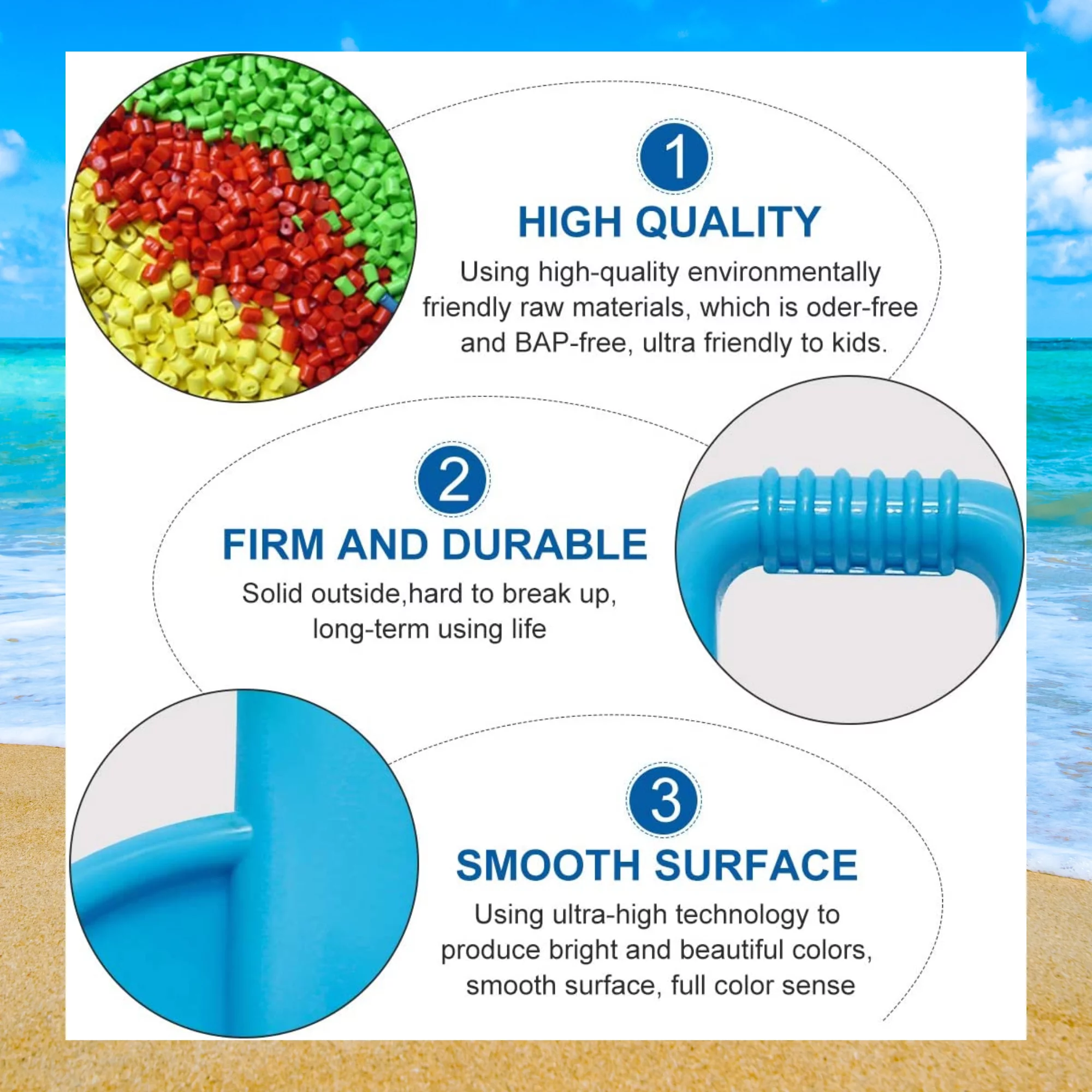 3Pcs Beach Shovel with Easy Grip Handles 16in Brighty Color Durable Plastic Beach Backyard Toys for Kids Girls Boys Outdoor Digging Sandbox Sand Fun Summer Activities Birthday Party Favors & Gifts