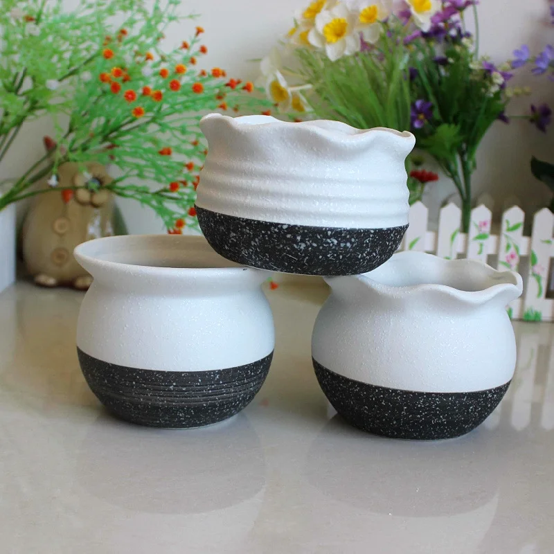 LivNxt Ceramic Snowflake Glaze Succulent Planter - Ideal for Home and Garden