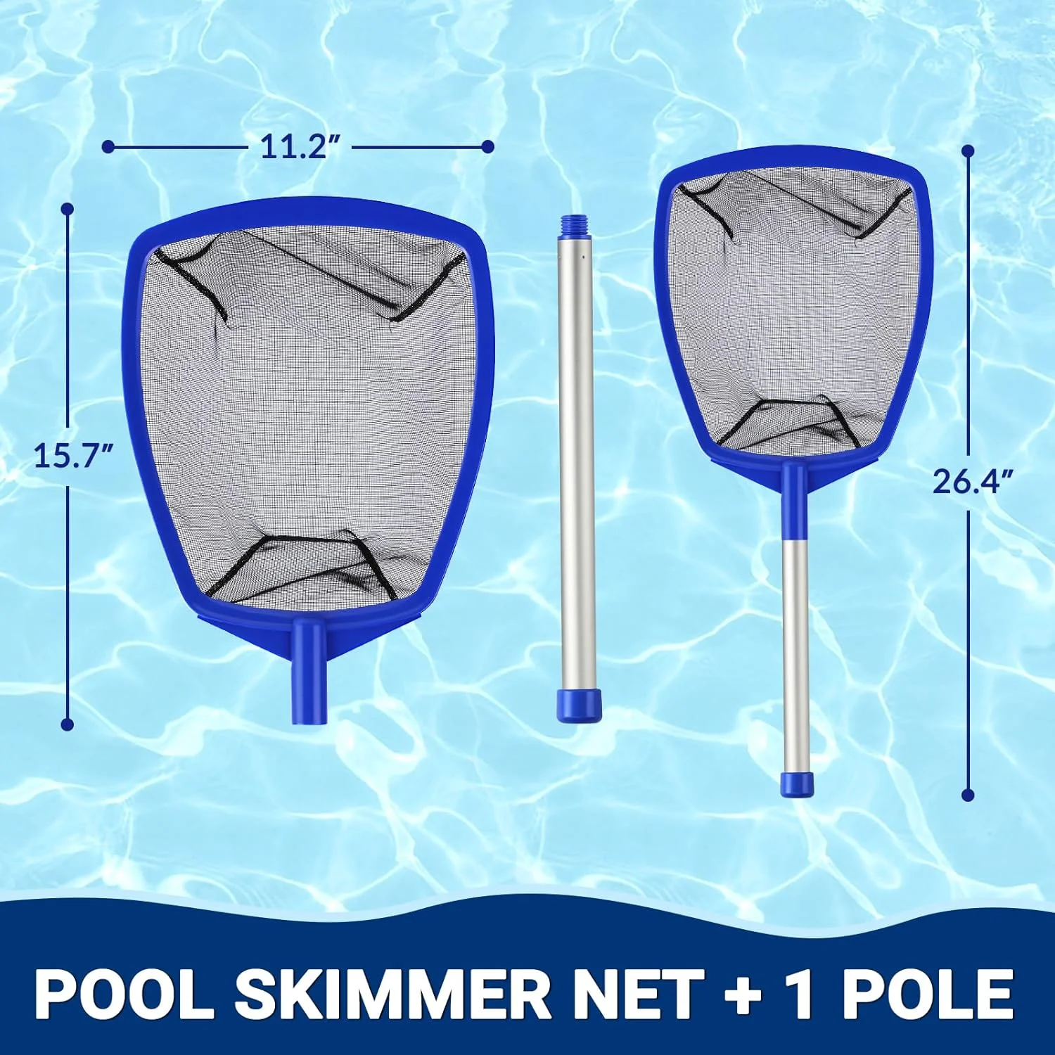Pool Hot Tub Skimmer Spa Net - Pool Skimmer Net with Aluminum Pole, 26.4'', Ultra Fine Mesh Net Skimmer Rake, Swimming Pool Hand Leaf Skimmer Net, Fast Clean Leaves, Debris for Pond Spa Hot Tub