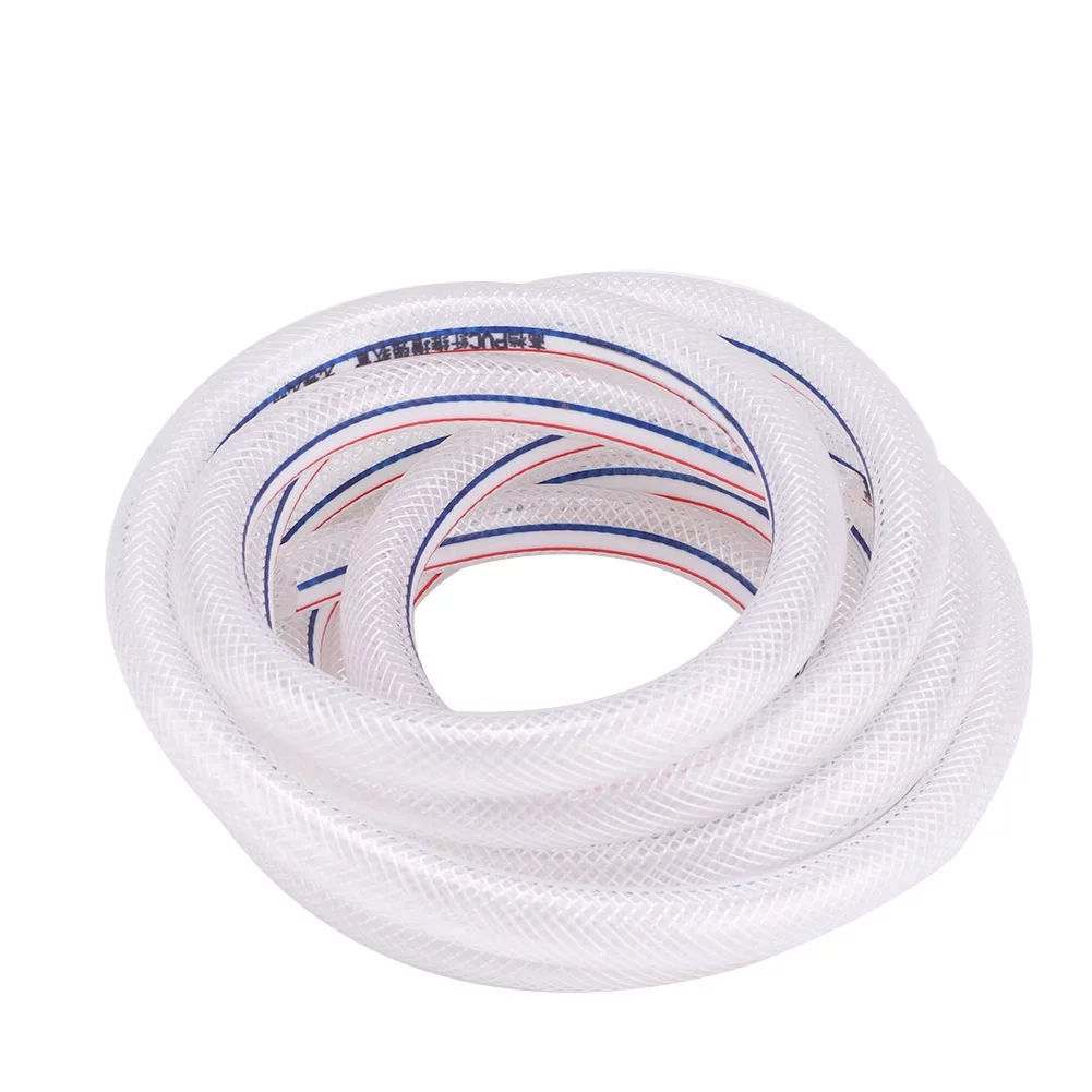 Flexible Hose, 8/12mm PVC Reinforced Flexible Braided Tube Clear Hose for Garden Irrigation, Greenhouses, Watering System(8 Meters)