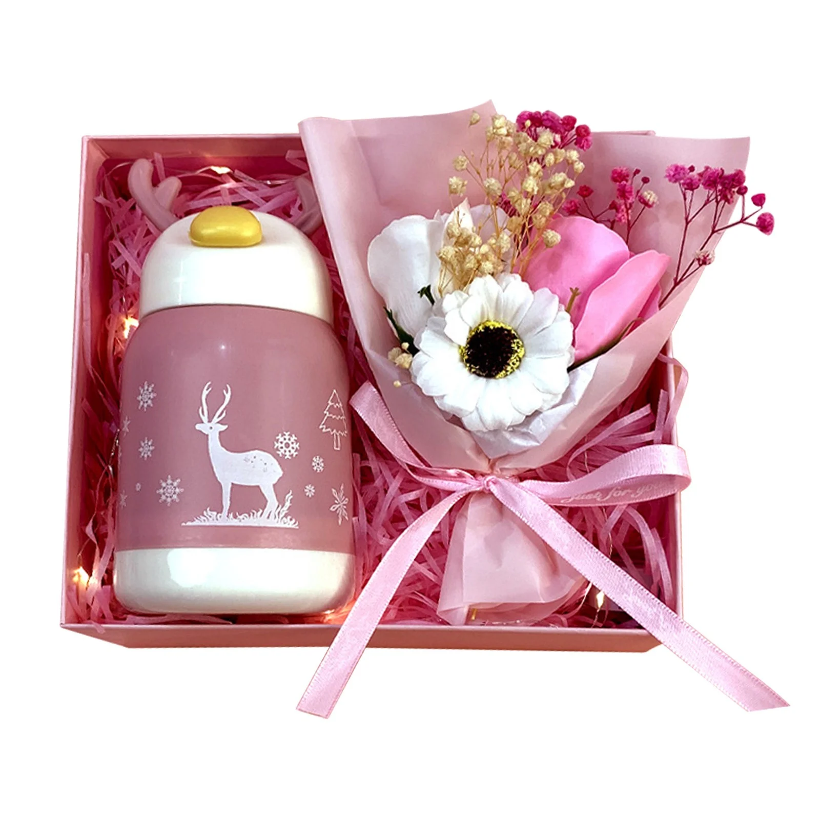 Yeetfub Artificial Flowers for Outdoors 2024 New Full Bouquet Water Cup For Mother's Day Birthday Gift Business Gift Box Hand Gift Activity Small Gift for Window Garden Office Patio Planter