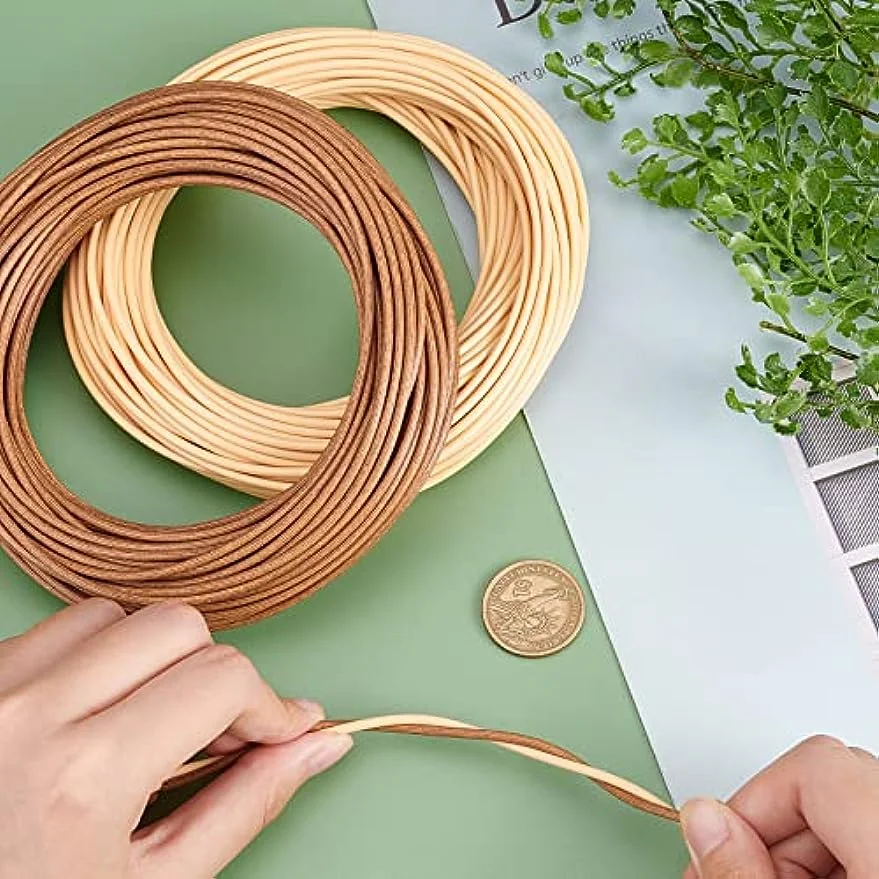 2 Bundles Basket Weaving Synthetic Rattan 150g 1/10 Inch Round Fruit Basket Weaving Repairing Material Plastic Rattan Cane Webbing for DIY Craft and Bread Basket Making