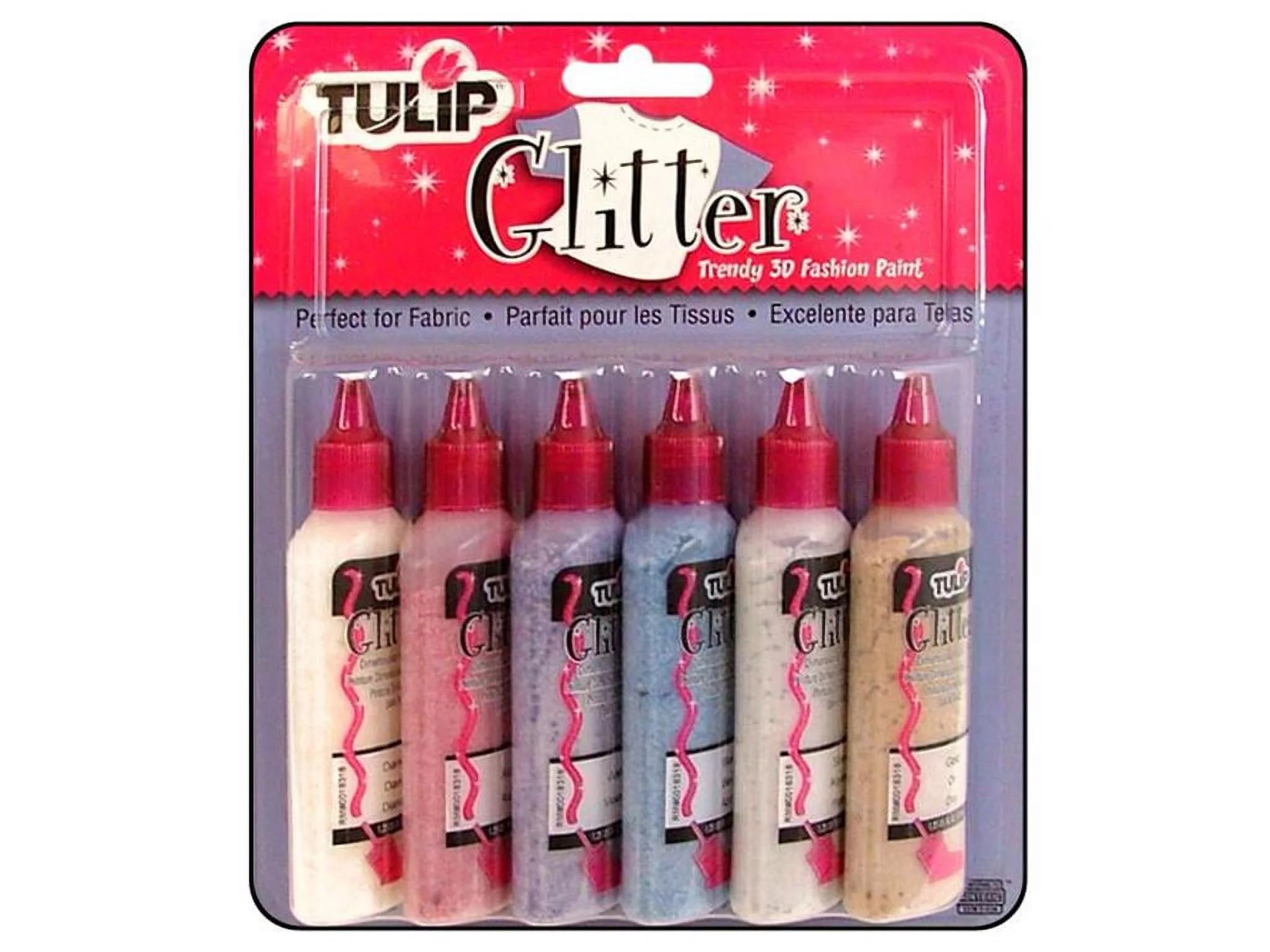 Tulip 3D Fabric Paint Set Glitter 6pc