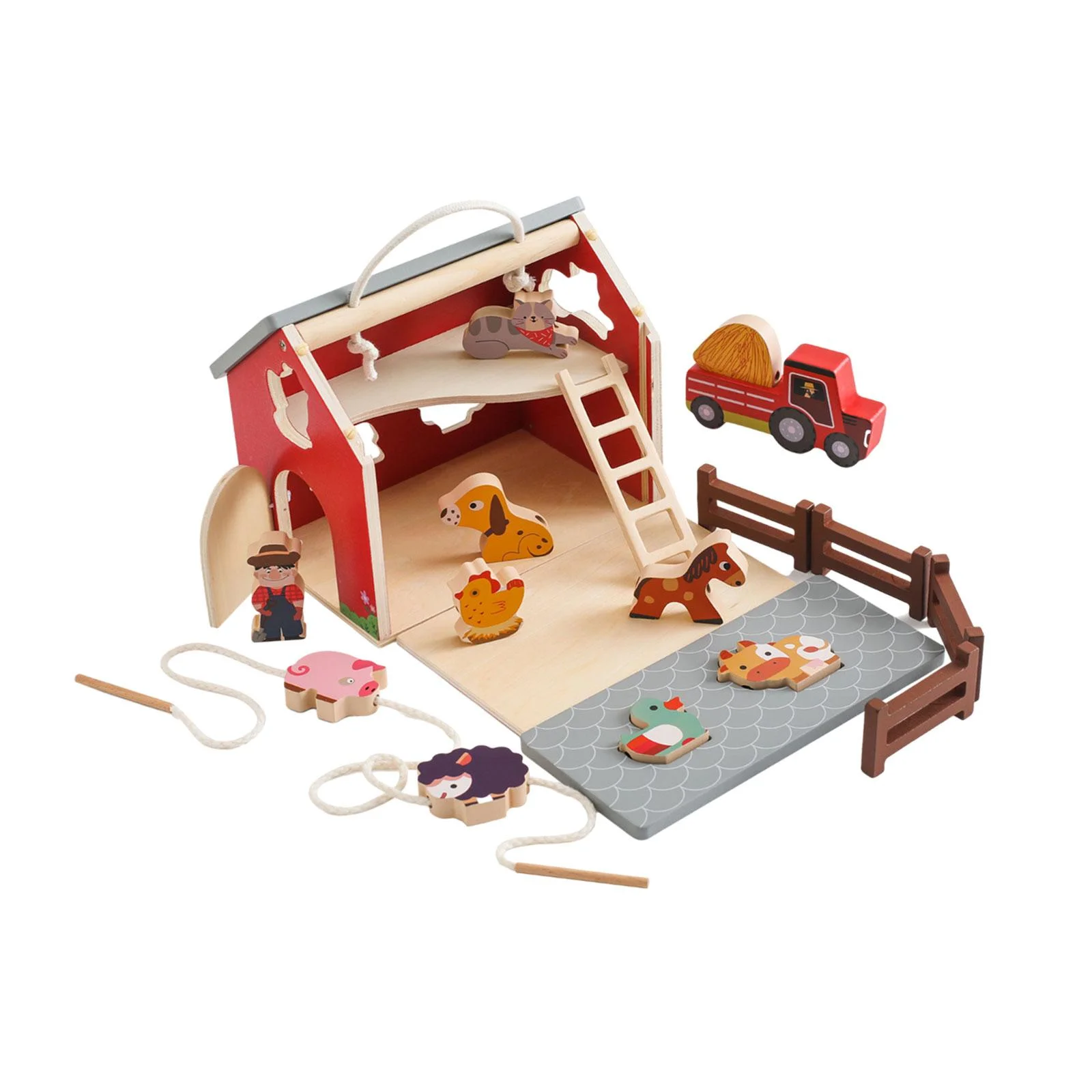 Almencla Wooden Farm Animals Toys Kids Valentines Day Gifts Early Learning Farm Pretend Playset Montessori Toy for Boys Girls Toddlers