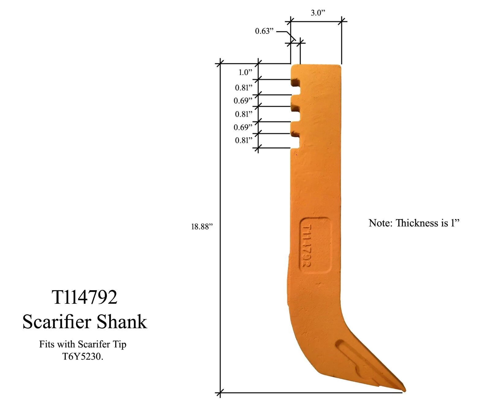 8 Scarifier Shanks, Fits Many John Deere Motor Graders - T114792