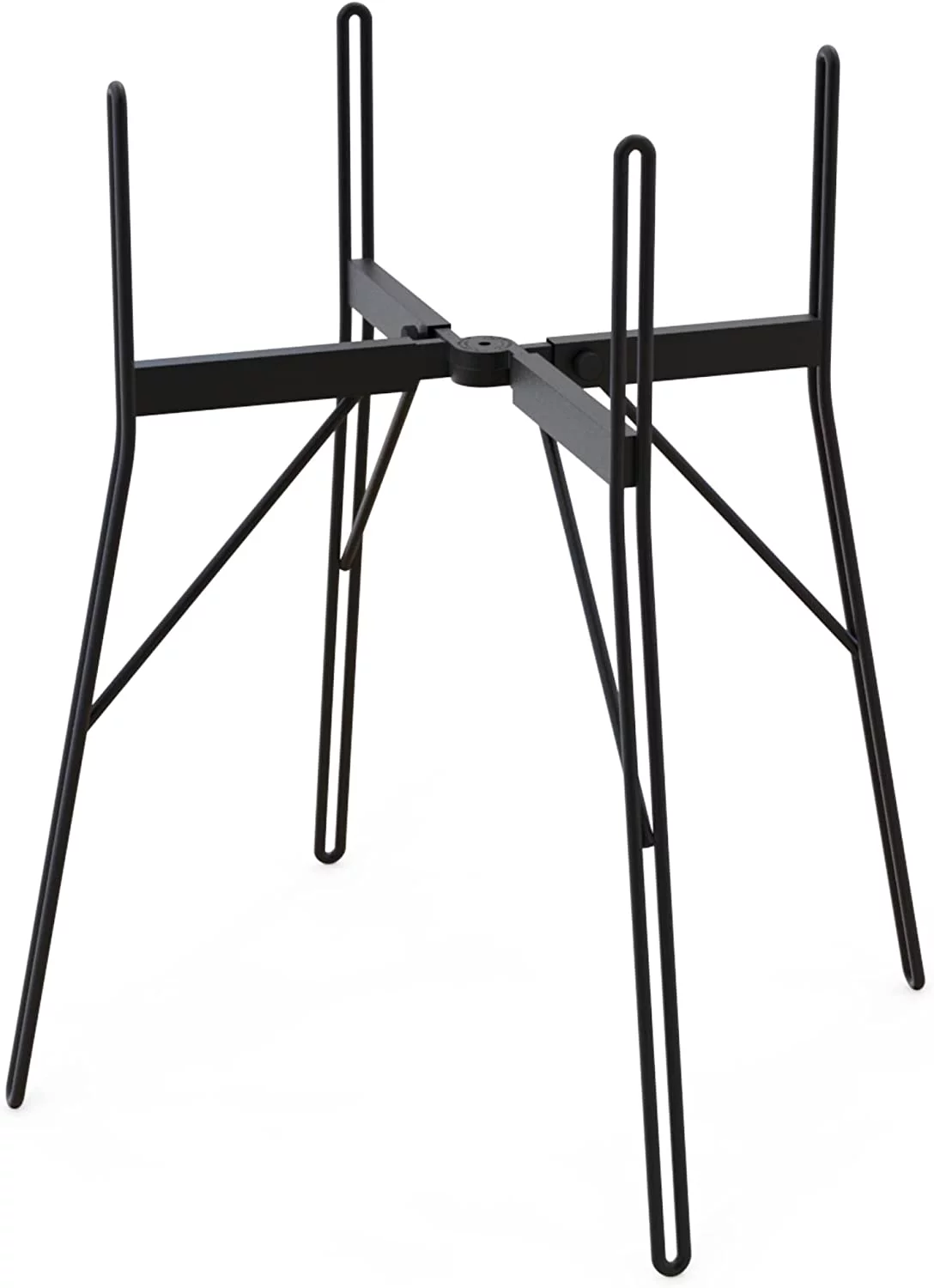 Soho Adjustable Metal Plant Stand Indoor Outdoor Planters Stand for Medium, Large Potted Plants, Modern, Mid Century, Single Plant Pot Holders, Textured Black