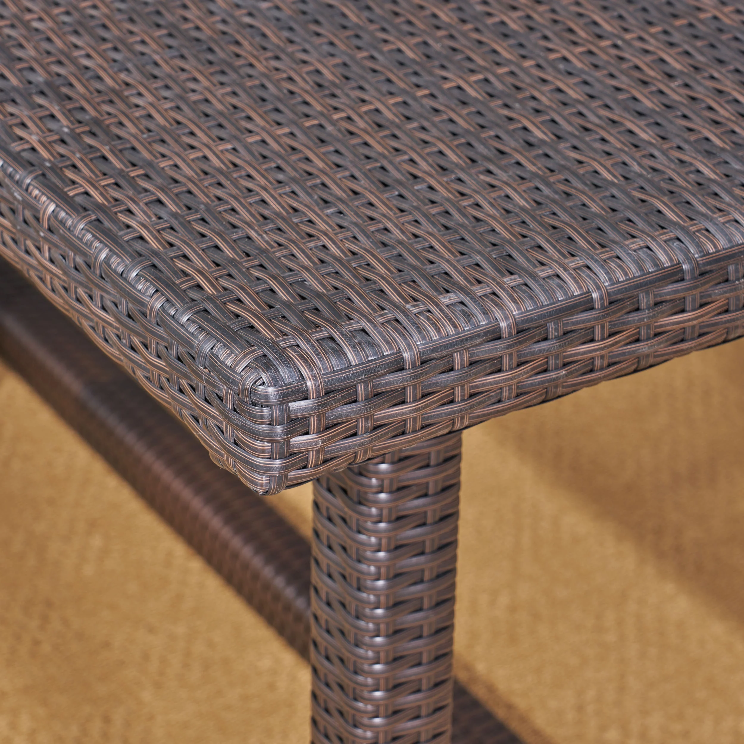 Noble House Melville 7 Piece Wicker Patio Dining Set in Brown