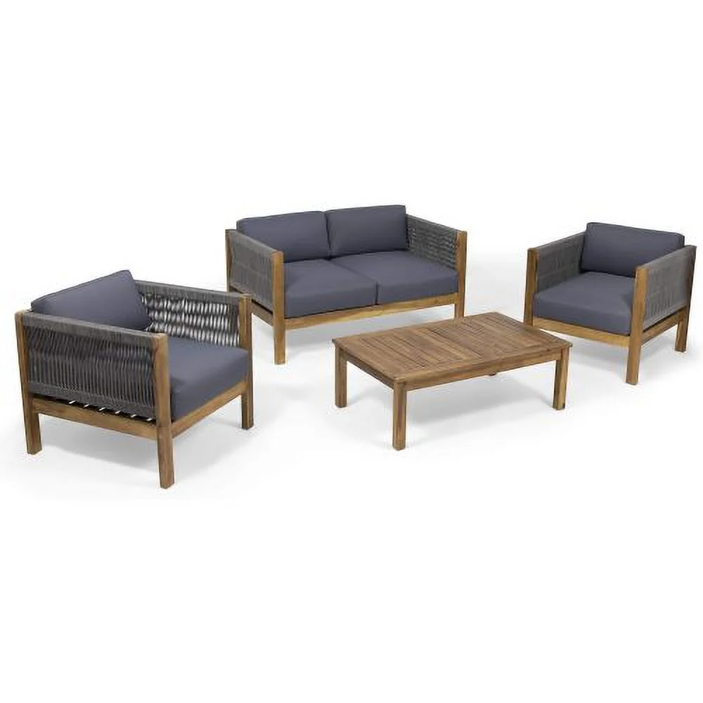 Goldmeet LAUREL Outdoor 4 Seater Chat Set_LOVESEAT & COFFEE TABLE & CLUB CHAIR