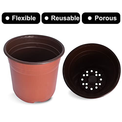 WFLNHB 100 Pack 7 Inch Nursery Pots Plastic Plant Pots Flexible Seedling Pot for Indoor and Outdoor Use