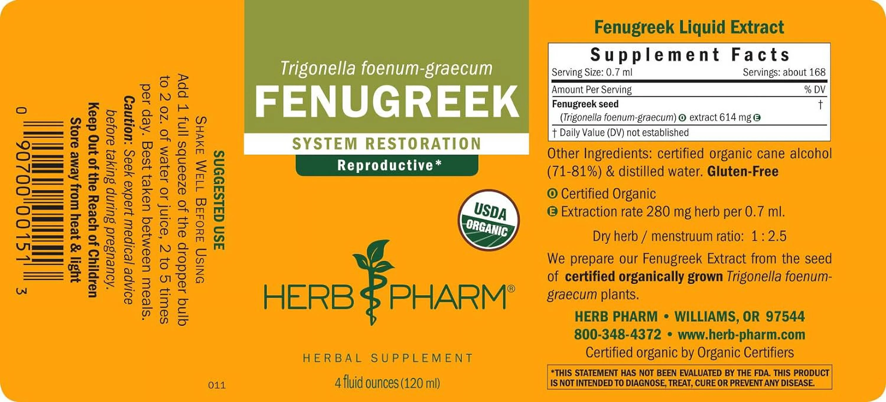 Herb Pharm Fenugreek 4 oz DFENU04 ME