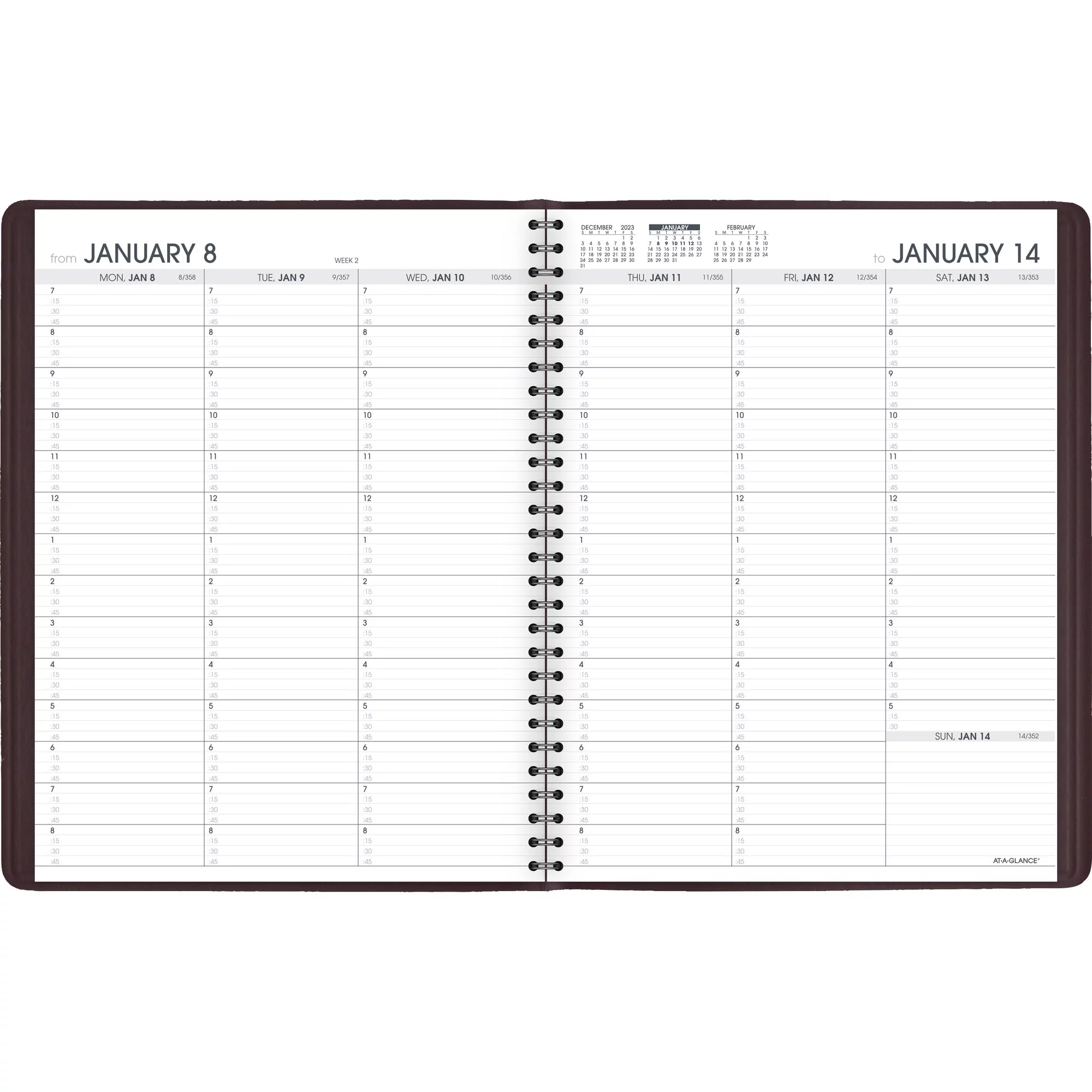 AT-A-GLANCE 2024 Weekly Appointment Book Planner Winestone Large 8 14 x 11 -