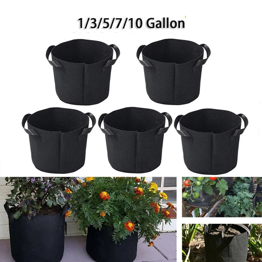 Fabric Grow Pots Breathable Planter Bags 1/3/5/7/10/20 Gallon Bags
