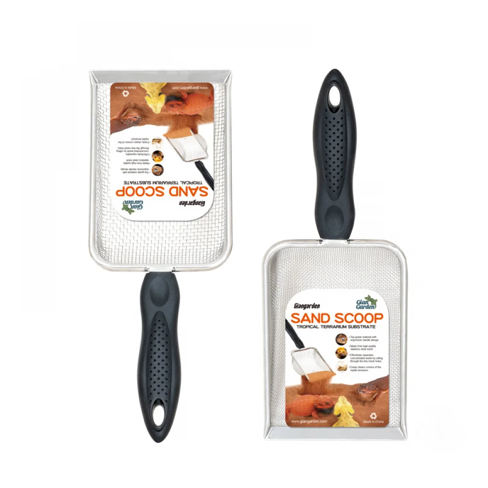 Stainless steel reptile sand bottom shovel shovel sieve fine mesh metal reptile garbage cleaning shovel（2mm hole）