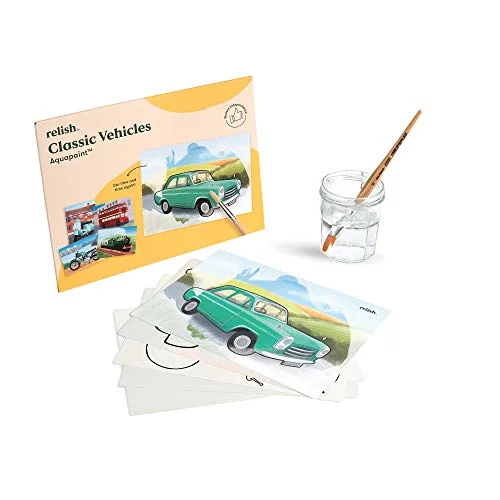 Relish Classic Vehicles Aquapaint Water Painting Pack – Alzheimer’s Products & Dementia Activities, Toys & Aids for Seniors