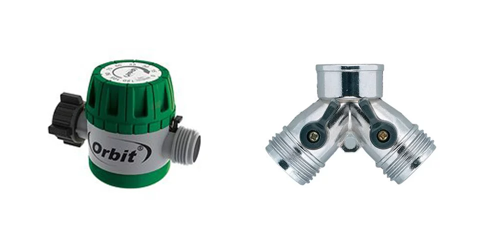 Orbit Mechanical Hose Faucet Timer and Zinc Faucet Hose Y bundle