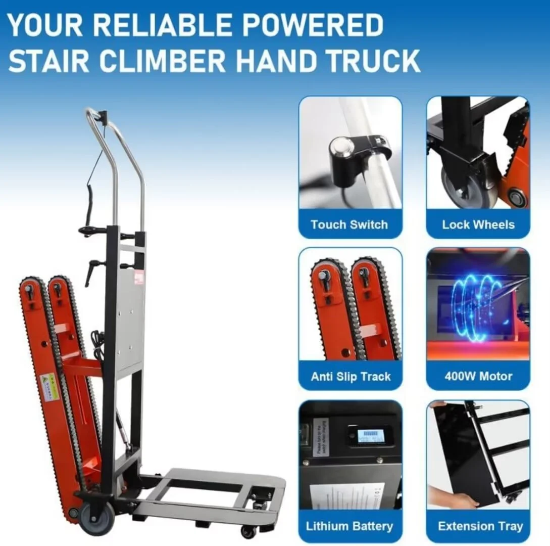 Electric Stair Climbing Hand Trucks Dolly Cart for Moving 441lb Capacity Electric Climbing Duty Dolly Hand Trucks Cart with Rubber Tracks for Moving for Furniture Family Logistics Warehouse