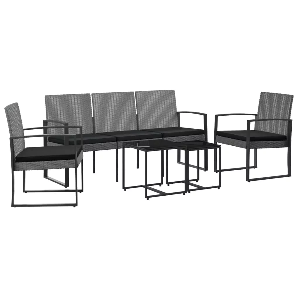 moobody 5 piece Patio Dining Set with Cushions Dark Gray Rattan