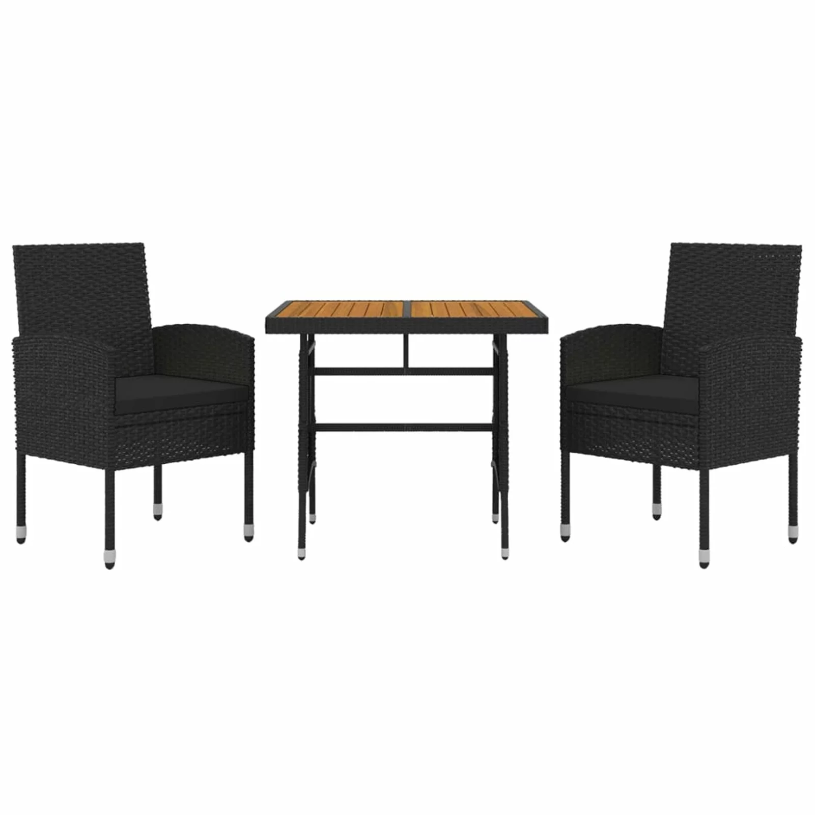 Aibecy 3 Piece Patio Dining Set Poly Rattan Black