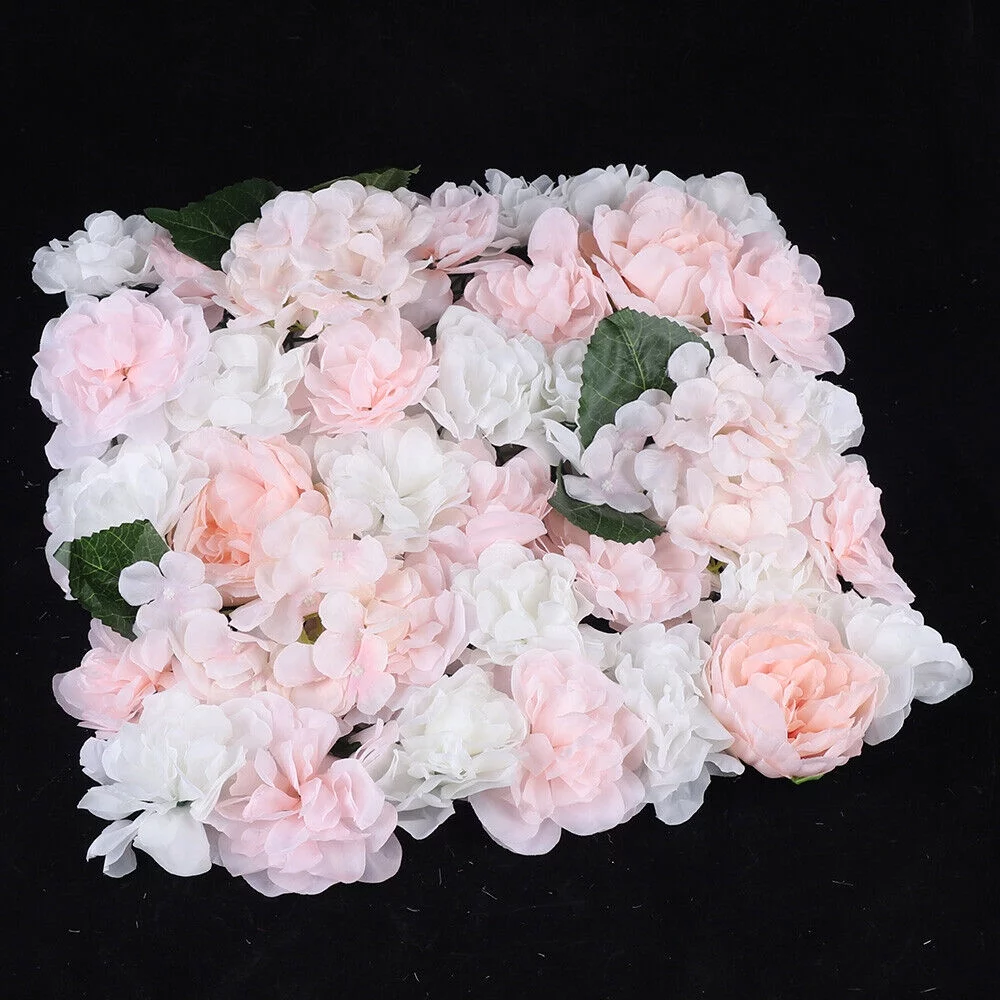 6 Pieces Artificial Flower Wall Panel Wedding Venue Rose Hydrangea Wall 60x40cm