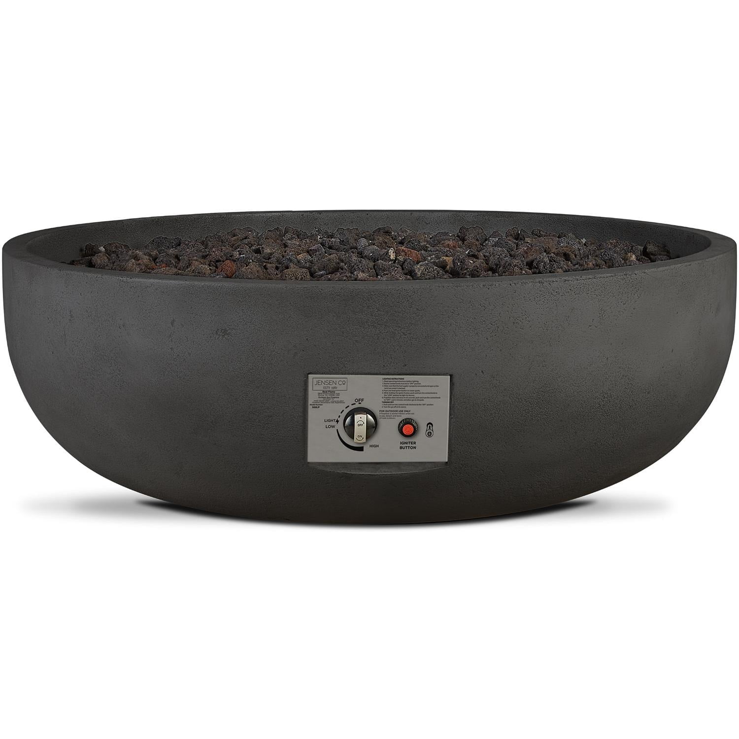 Grand Lake 38 Inch Round Concrete Natural Gas Fire Bowl in Gray By BBQGuys Signature