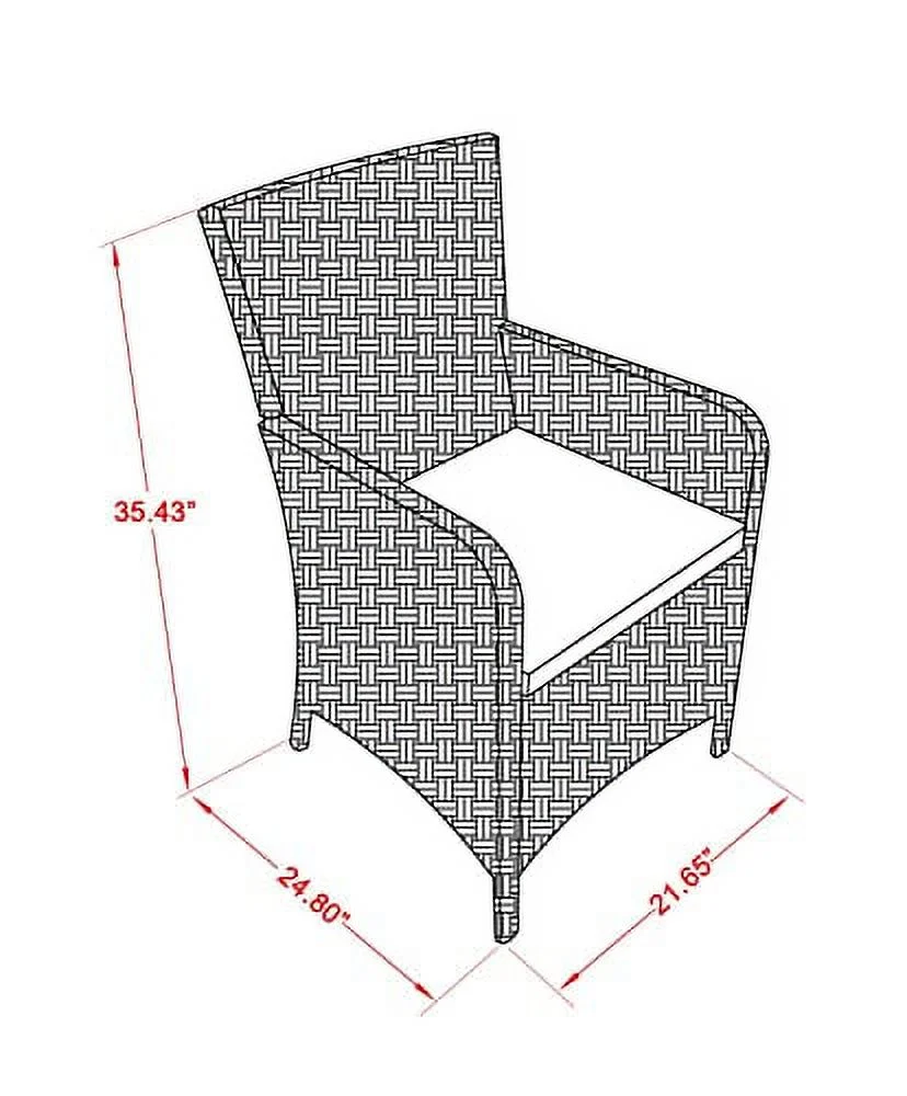 East West Furniture HLUC153V Luneburg Patio Bistro Wicker Dining Chairs with Cushion, Set of 2, Cream