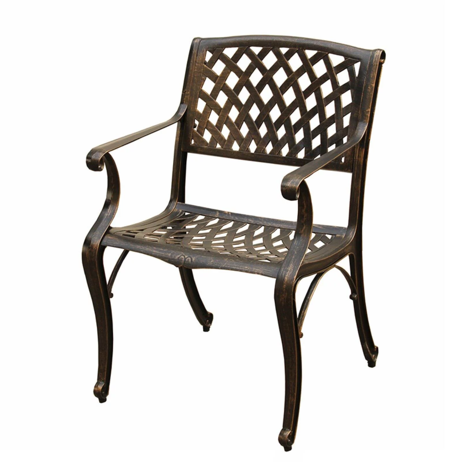 Oakland Living Modern Mesh Lattice Aluminum Patio Dining Arm Chair