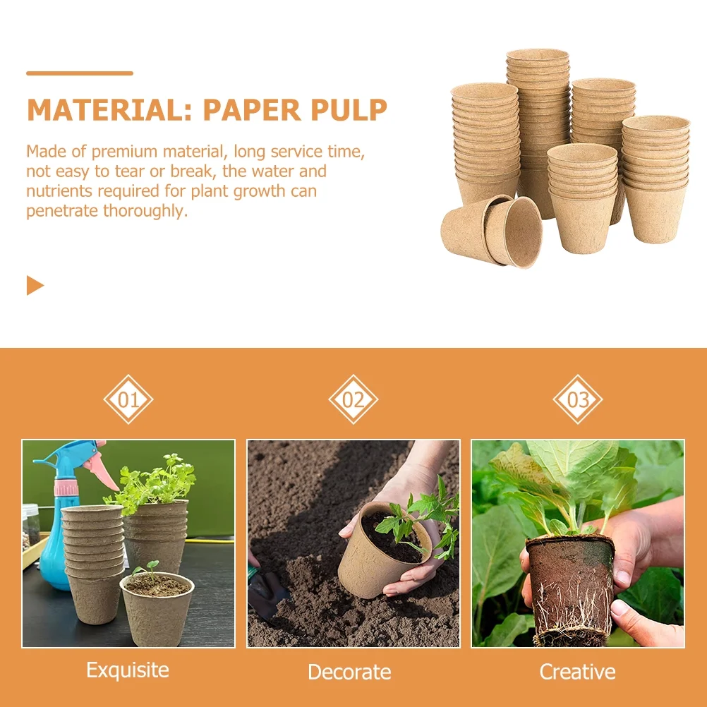 100 Pcs Germination Growing Pots Seed Degradable Suite Plant Fiber (Pulp)