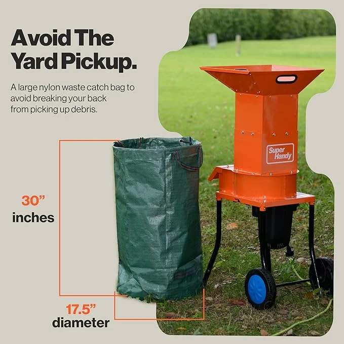 Open Box SuperHandy Leaf Mulcher Shredder Electric Green Heavy Duty 120V AC 11